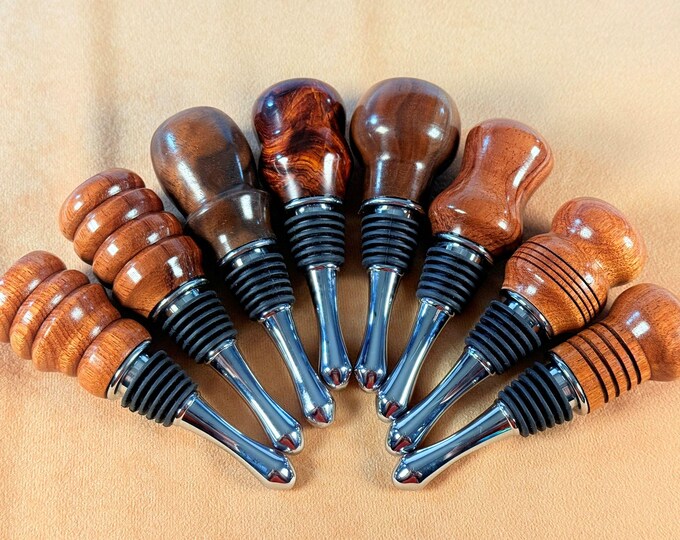 Wine Bottle Stopper Bubinga Wood Handcrafted: Stainless Steel, Wine Lover Gift