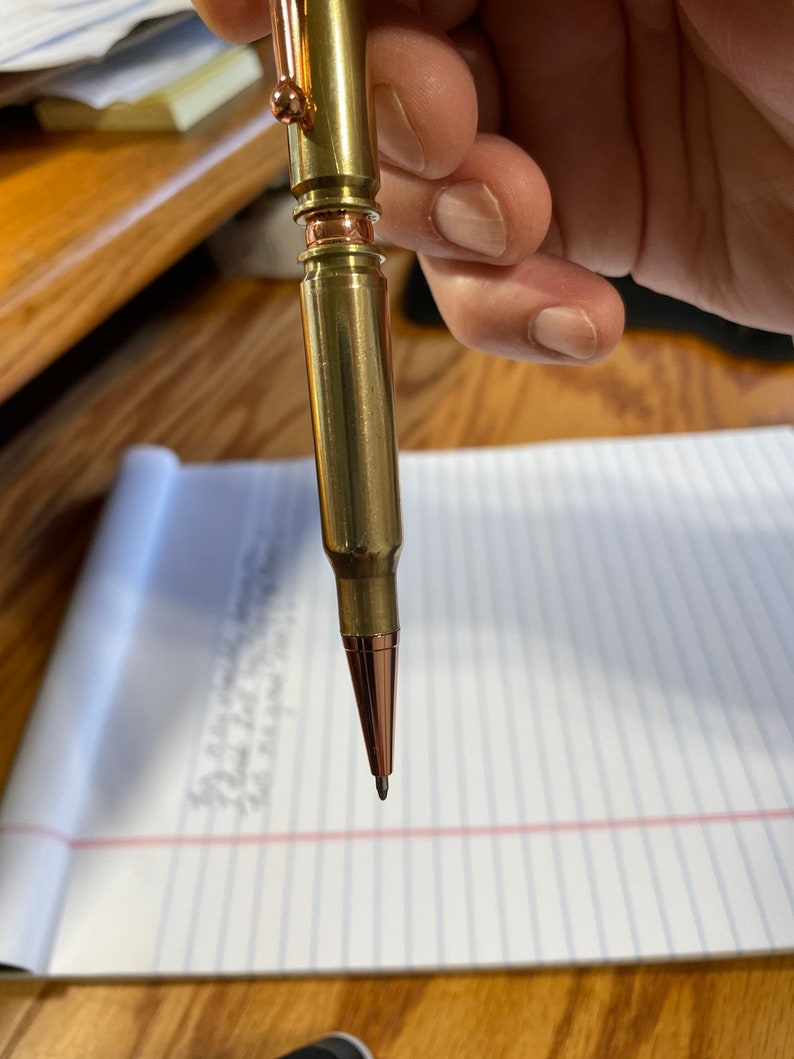 Real Bullet Ballpoint Pen, Handmade from 30 caliber brass bullet casings, By ASHWoodshops, for the Gun Enthusiast, Hunter, Rifles NRA image 4