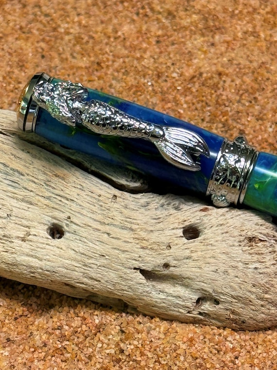 Sea Life Rollerball Pen Handmade with Ocean Mist Acrylic Body and Choice of Sea Creature Clip