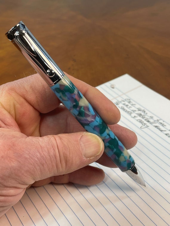 Handmade Rollerball Pen with Magnetic Cap, Chrome and Acrylic, Luxury Journaling Gift