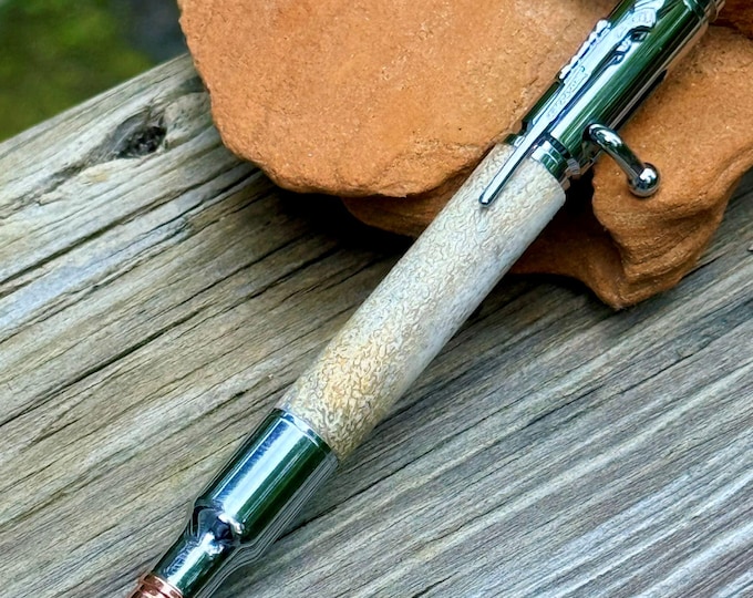 Handmade Elk Antler Bolt Action Pen: 30 Caliber, Gift for Hunter