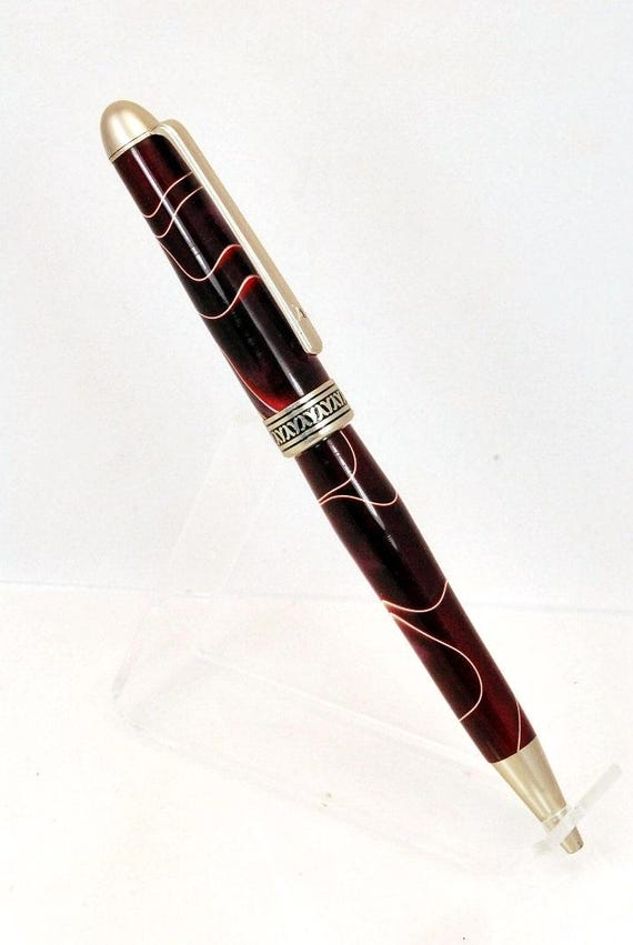Handmade Dome Style Pen – Purple Swirl Acrylic – Twist Ballpoint Pen – Rhodium Trim – Cross Refill – Luxury Gift for Writers