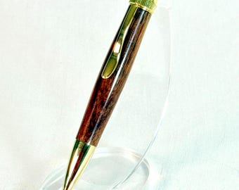 Handmade Hawaiian Koa Wood Ballpoint Pen, 24K Gold Plated Trim, Luxury Executive Writing Instrument