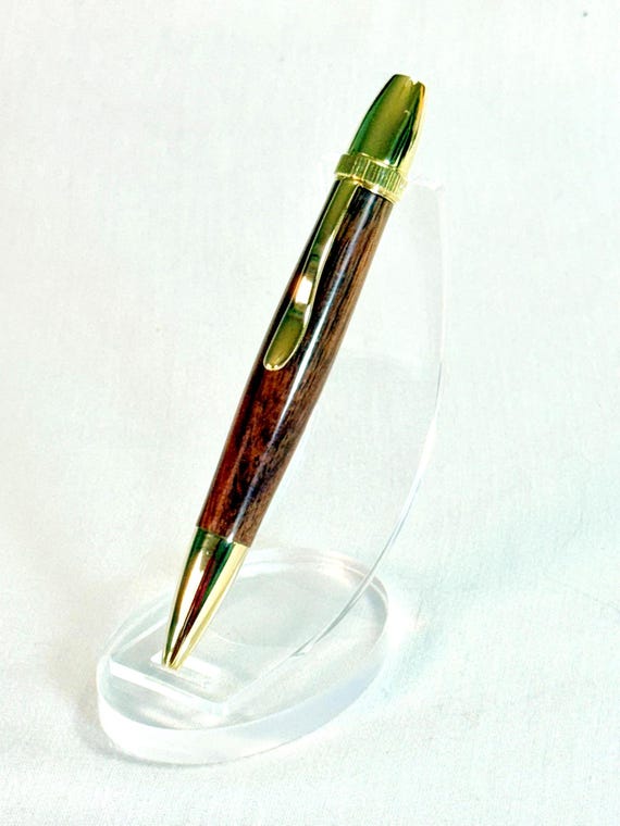 Handmade Hawaiian Koa Wood Ballpoint Pen, 24K Gold Plated Trim, Luxury Executive Writing Instrument
