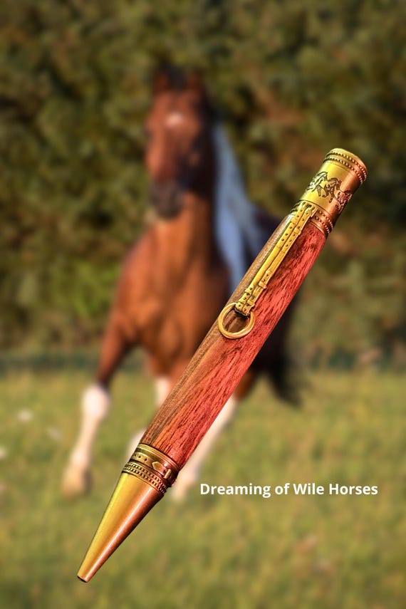Equestrian Gift for Her or Him – Handmade Horse Pen in Hawaiian Koa Woods