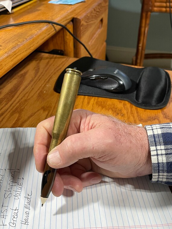 50 Caliber Bullet Ballpoint Pen, Handmade, Military, brass bullet casing, By ASHWoodshops, Unique Gift Gun Enthusiast NRA Right to Bear Arms