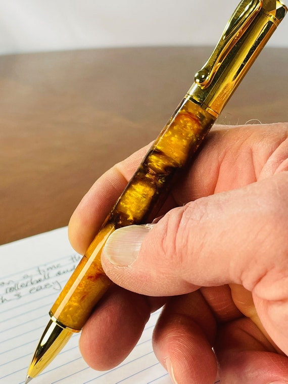 Handmade Rollerball Pen with Magnetic Cap, Swirled Acrylic, Luxury Writing Gift The Director Pen