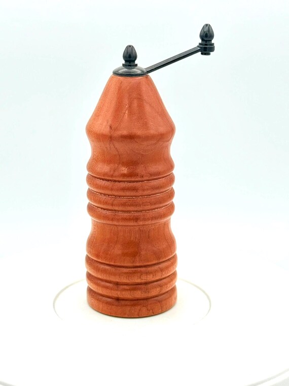Handcrafted Cherry Wood Salt or Pepper Mill: Rustic Kitchen Decor