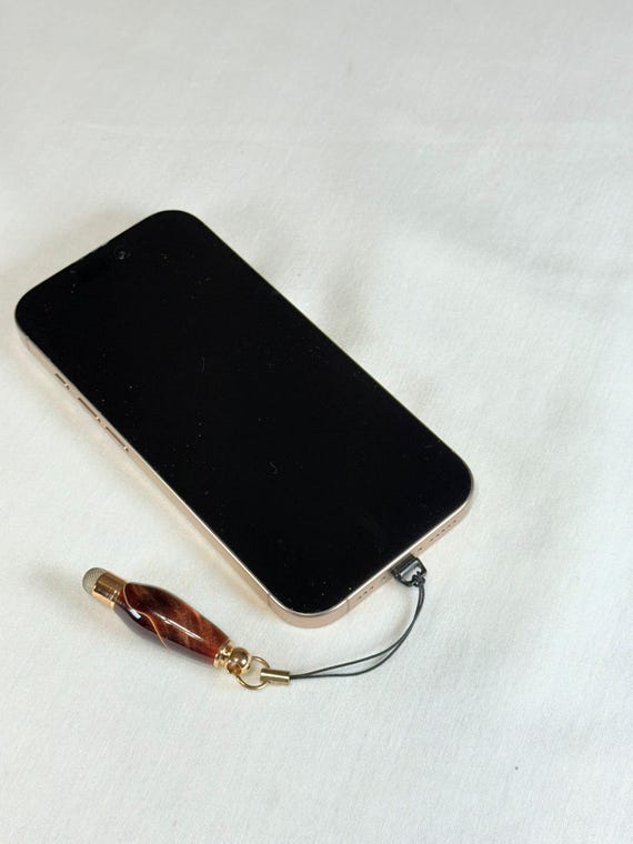 Mini Stylus Touchscreen Charm Copper with Gold Thread with 24K Gold Trim Stylus Pen for iPhone iPad Android Handmade Gift