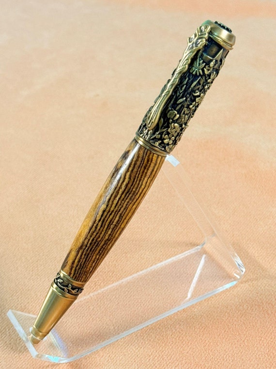Gardner's Gift Pen, Brass with Mexican Bocote Wood, Stunning Heirloom Quality By ASHWoodshops, Her Writers Gift!