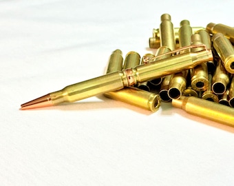 Bullet Shell Pen .308 Brass, Personalized Handmade Veteran Gift Military Retirement Present Hunter Keepsake Handmade in USA