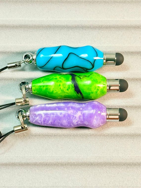 Micro Stylus Smartphone Charm - Acrylic & Chrome Touchscreen Tech