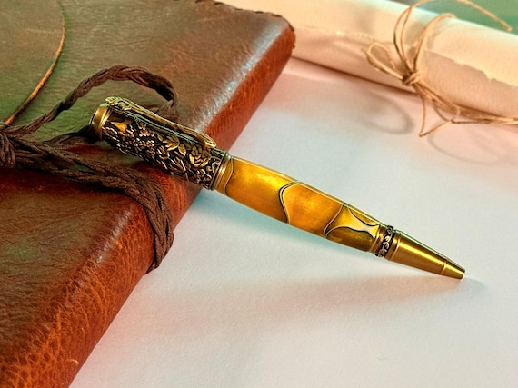 Botanical Garden Ballpoint Pen: Handmade Acrylic & Antique Brass - Gift for Writers
