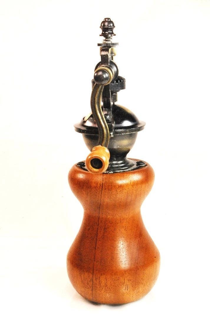 Wood Pepper Mill, Handmade Vintage Style, Steampunk, Handcrafted by ASH