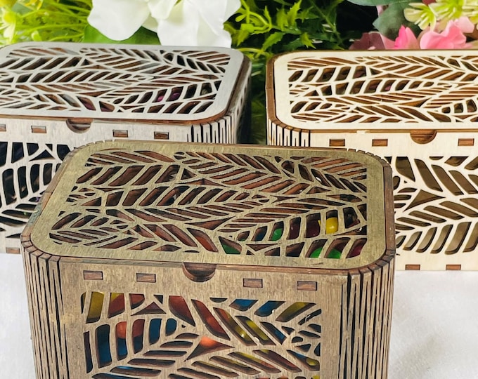 Handmade Keepsake Box - Tropical Leaf Laser Cut Birch Wood - Handcrafted By ASH Woodshops