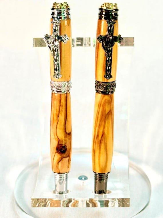Olive Wood Christian Handmade Rollerball Pen Baptism Gift Confirmation Pastor Gift Prayer Journal writing