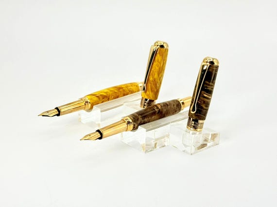 Burl Wood Fountain Pen Executive Desk Gift Luxury Handmade Writing Instrument