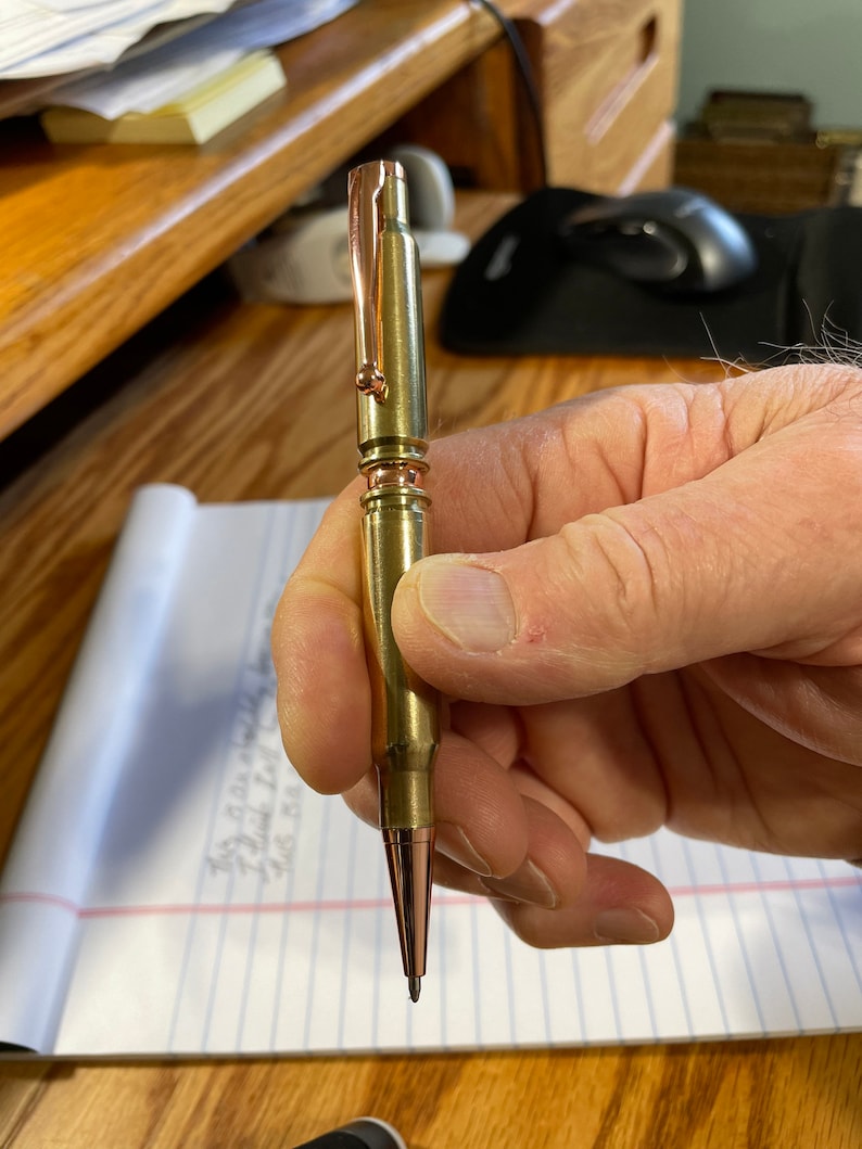 Real Bullet Ballpoint Pen, Handmade from 30 caliber brass bullet casings, By ASHWoodshops, for the Gun Enthusiast, Hunter, Rifles NRA image 2