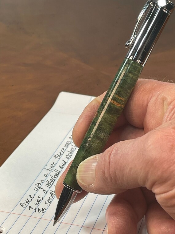 Handmade Rollerball Pen with Magnetic Cap, Maple Burl Wood Body, Luxury Writing Gift