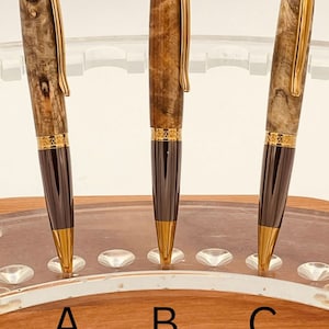 Luxus Holz Drehkugelschreiber aus Buckeye Maserholz Titan Gold & Gunmetall Handgefertigtes Geschenk von ASHWoodshops