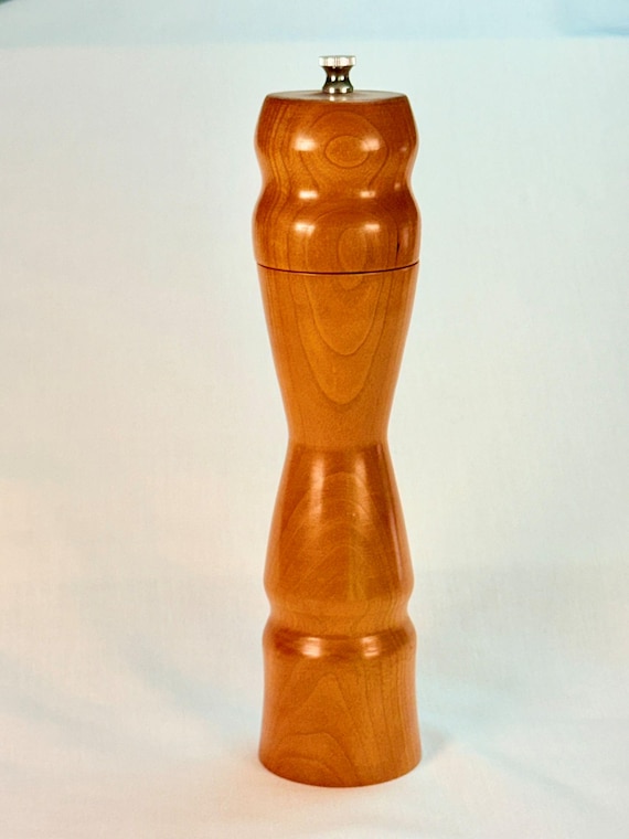 Cherry Wood Pepper Mill 10.5"  - Handcrafted by ASH Woodshops - A Home Chef's Dream