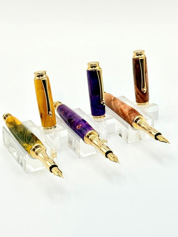 Burl Wood Fountain Pen Executive Desk Gift Luxury Handmade Writing Instrument
