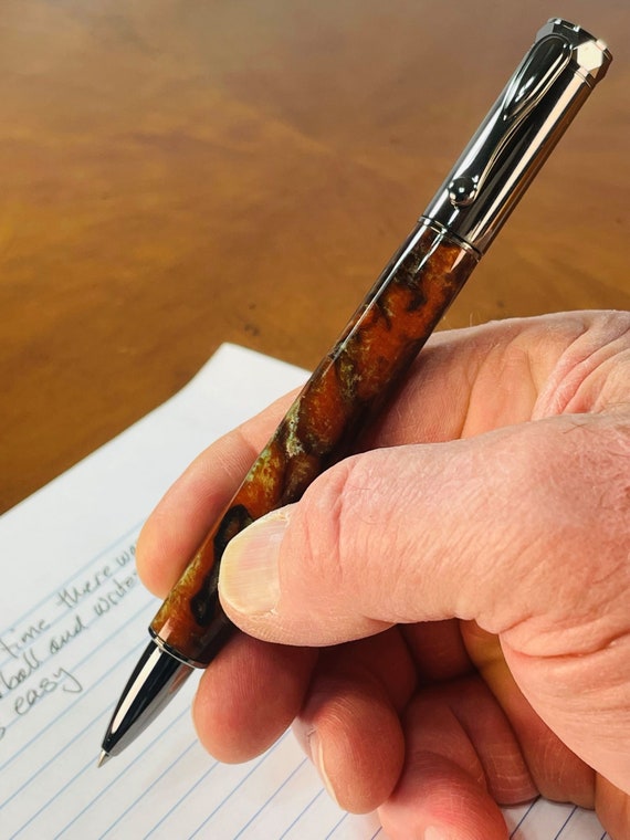 The Director Pen – Handmade Rollerball Pen with Magnetic Cap, Swirled Acrylic, Luxury Writing Gift