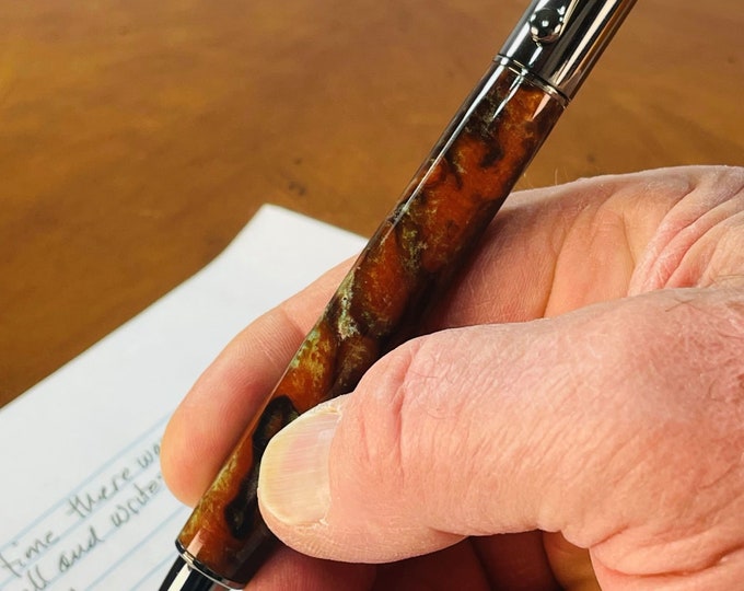 Handmade Rollerball Pen: Swirled Acrylic, Magnetic Cap, Smooth Writing Executive Accessory