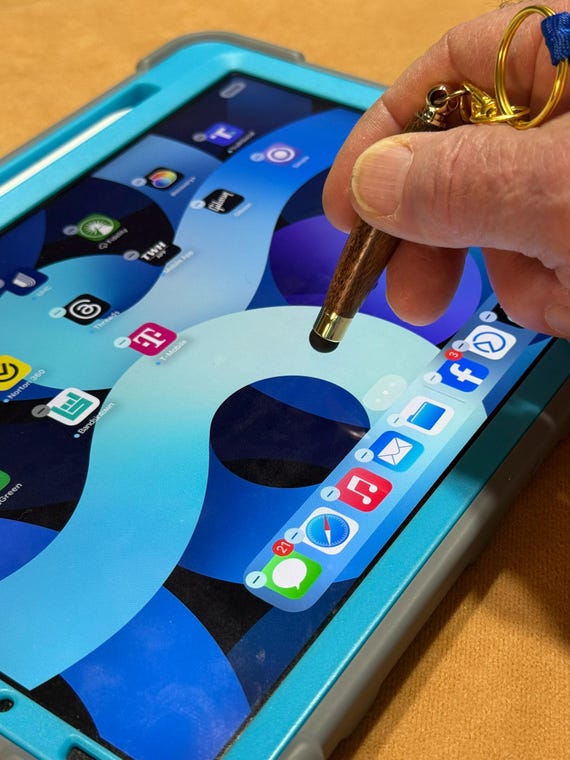 Mini Stylus with Neck Lanyard, Made for iPhone, iPad, Smartphone, touchscreen devices. Handmade by ASH Woodshops