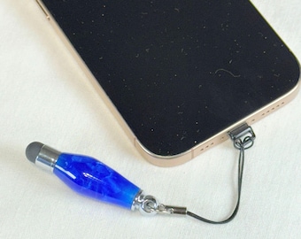 Sapphire Acrylic Stylus Charm: Handmade Tech Accessory