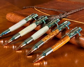 Handmade Bullet Pen, Bolt Action  30 Caliber Bullet Shell Replica, Engravable