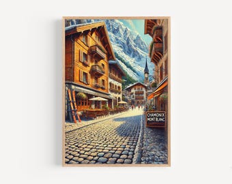 Chamonix-Mont-Blanc Print: French Alps Travel Poster