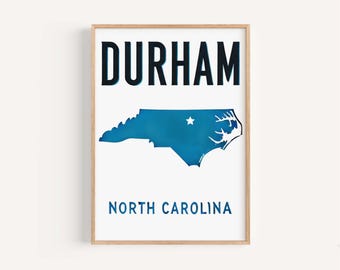 Durham North Carolina Art Print: Modern Travel Poster