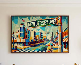 Konsttryck från New Jersey Avenue: Wildwood-reseposter