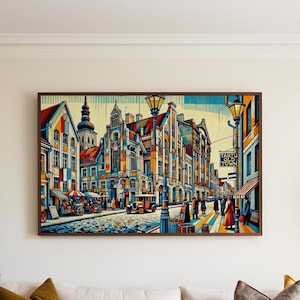 Tartu Old Town Wall Art Print, Tartu Streets Poster, Estonia Travel Decor, Housewarming Gift, Vintage Style Cityscape Art