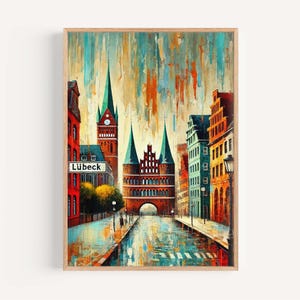 Lübeck Art Wall Print, Germany City Travel Poster, European Artwork, Housewarming Gift, Lübeck Map Decor, German Home Wall Art