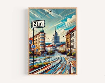 Zlín Czech Republic Art Print: Vibrant City Travel Poster