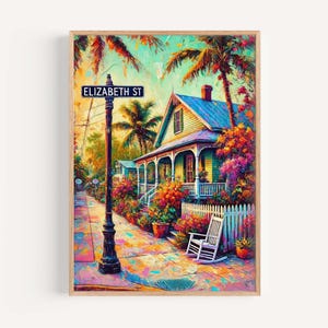 Elizabeth Street, Key West Art Print: Florida Travel Poster