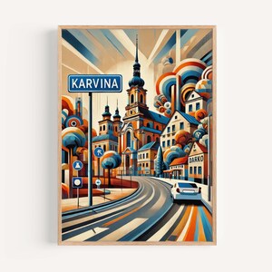 Karvina Art Wall Print - Czech Republic Travel Poster, City Gift & Housewarming Decor, Karvina Map Artwork, Modern Czech Republic Art