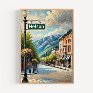 British Columbia Nelson Wall Art Print – Travel Poster & Canada Gift, British Columbia Home Decor, Housewarming Present, BC Travel Art