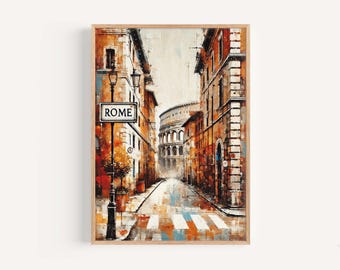 Rome Street Art Print – Colosseum View, Italian Travel Poster
