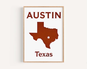 Austin Texas Art Print: Modern Home Decor