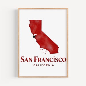 Kunst aan de muur San Francisco, San Francisco-print, Californië kunst, CA cadeau, reizen print, woondecoratie, housewarming cadeau, kunst aan de muur college