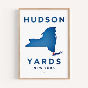 Stampa murale &quot;New York Art Hudson Yard&quot;, decorazione per la casa con tema viaggi a New York, regalo per inaugurazione della casa e per l&#39;università, illustrazione di paesaggio urbano moderno, opera d&#39;arte per appartamenti a New York.