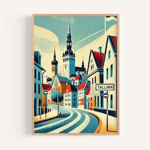 Tallinn Art Print, Estonia Travel Poster, European City Wall Art, Housewarming Gift, Tallinn Decor, Vintage Style Estonia Souvenir