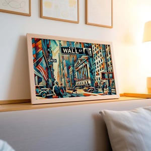 Wall Street Wall Art, Manhattan Druck, NYC Aquarell Kunst, Bankenviertel Geschenk, Reisedruck, Reiseplakat, Housewarming Geschenk Bild 2
