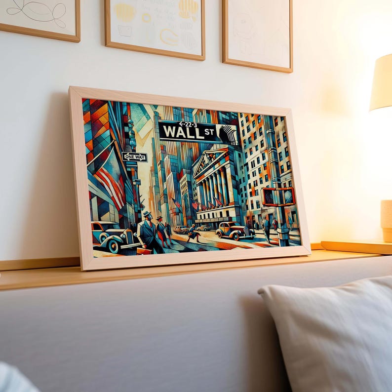 Wall Street Wall Art, Manhattan Druck, NYC Aquarell Kunst, Bankenviertel Geschenk, Reisedruck, Reiseplakat, Housewarming Geschenk Bild 2