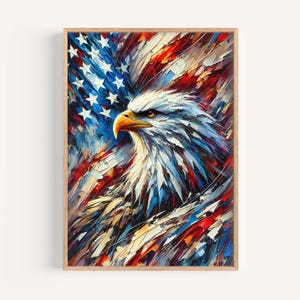 Abstract Bald Eagle USA Flag Art Print: Patriotic Home Decor