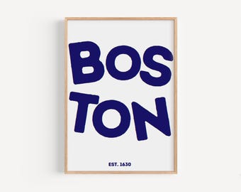 Boston Wall Art Print: Modern Dorm Decor, College Gift