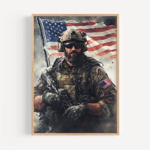 アメリカ兵のアートプリント：愛国的なアメリカの壁飾り